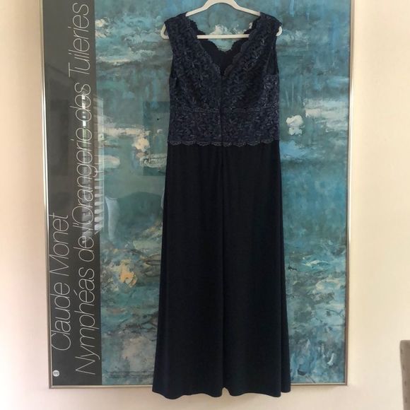 Alex Evenings Navy Sleeveless Gown Sz14P - Picture 5 of 16